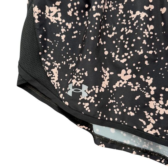 Under Armour Pink Splash Elastic Waistband Logo Loose Running Shorts Medium - Picture 2 of 8